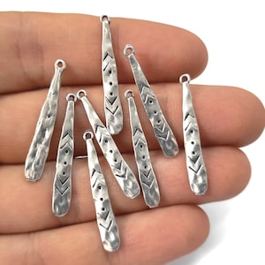 10 lange Tropfen Charms Antik silber vergoldet Charms 30x4mm HNF594