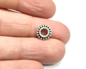 10 zilveren kralen rondel sieraden kralen antiek verzilverde onderdelen 10 mm HNF1152