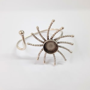 Sun bracelet blank, cuff blank bezel, cabochon mountings, adjustable bracelet, 14mm blank, Silver plated brass HNF45