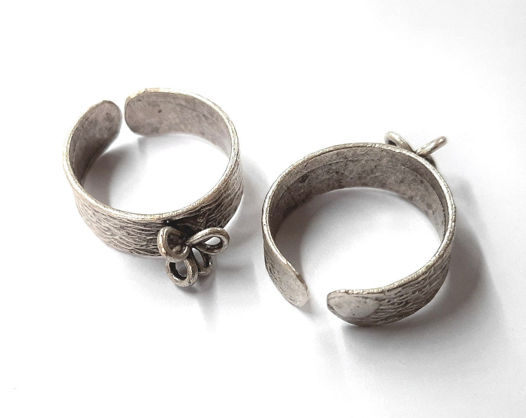 Silver Ring With Loops for Charms Round Loops, Adjustable Ring, Silver ...
