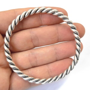 Big twisted circle round hoop findings Antique silver plated findings 68mm HNF436