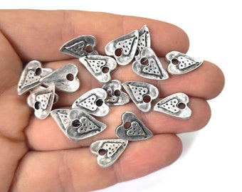 10 Heart love charms Antique silver plated charms 14x11mm HNF662