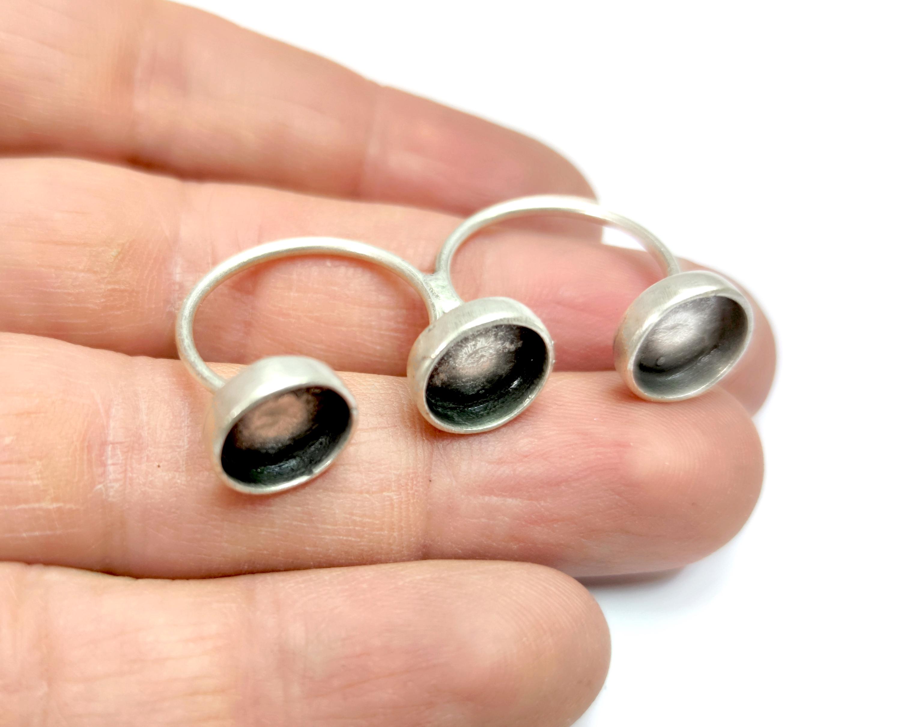 Round Ring (3 Setting) Blank, Bezel, Cabochon Mountings