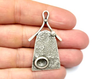 2 Silver charms bezel blank settings Antique silver plated charms 45x26mm HNF1219