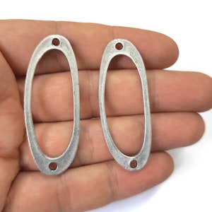 2 Oval flat connector findings Antique silver plated findings 50x19mm HNF681