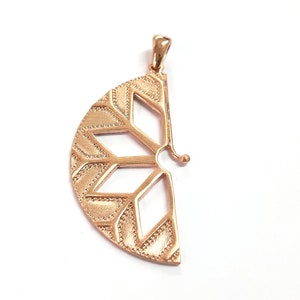 Semi Circle flower 925k Solid Sterling silver charms pendant (rose gold plated ) 45x21mm HNF283