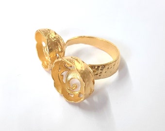 Flower cone brass ring blank, Statement ring blank Adjustable size 12mm blank size HNF191