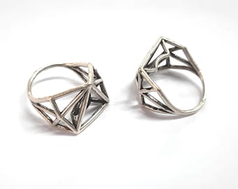 Silver plated ring, statement ring , adjustable rings, antique silver plated brass HNF149