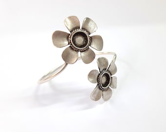 シルバーメッキフラワー9月モーニンググローリーカフブレスレット