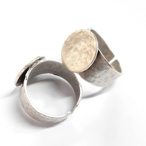 10 mm Pad Adjustable Ring FS-RING001 Silver Ring Blank 10 pieces