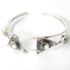 Triangle bracelet blank cuff blank bezel, cabochon mountings, adjustable bracelet, 8mm blank, Silver plated brass HNF246