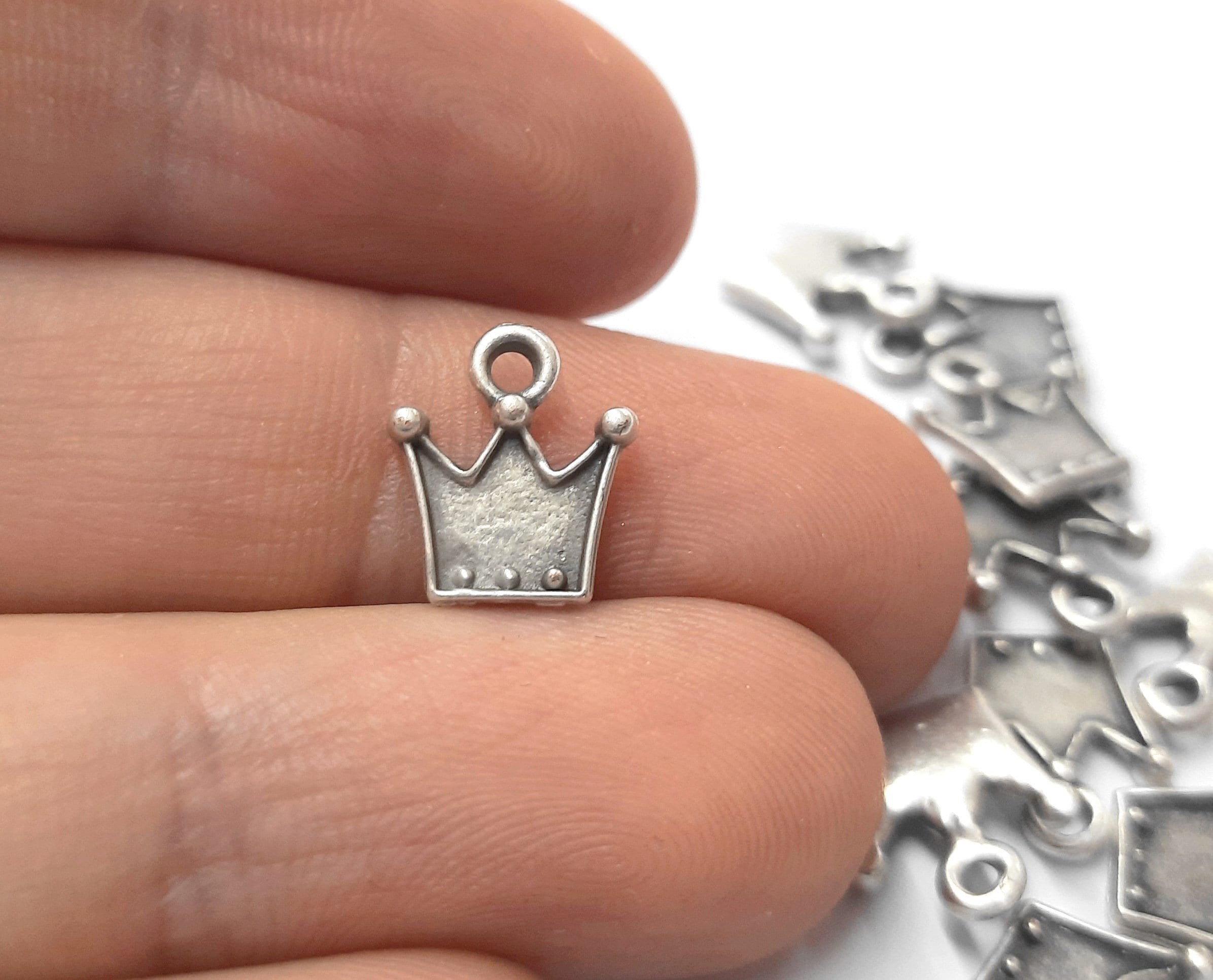 10 Crown Charms Antique Silver Plated Charms 12x10mm HNF337 Etsy UK