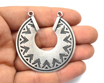 Ethnic connector pendant Antique silver plated pendant 51x49mm HNF393