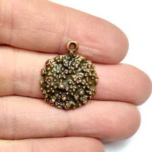2 Coral textured charms Antique copper plated charms 26x22mm HNF1147