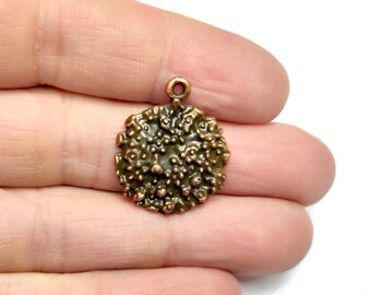 2 Coral textured charms Antique copper plated charms 26x22mm HNF1147