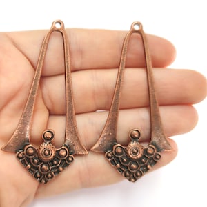 2 Ethnic charms Antique copper plated charms 70x37mm HNF916