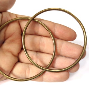 2 Big circle round hoop findings Antique bronze plated findings 70mm HNF828