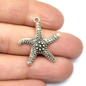 2 Starfish charms Antique silver plated charms 28x26mm HNF1183