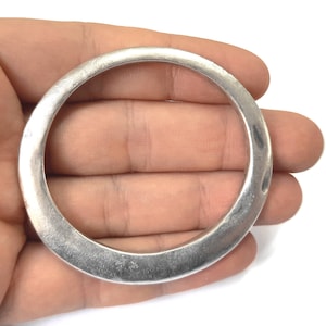 Big oval hoop findings Antique silver plated findings 63x58mm HNF684