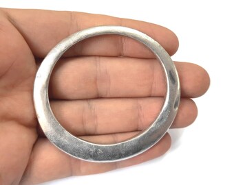 Big oval hoop findings Antique silver plated findings 63x58mm HNF684