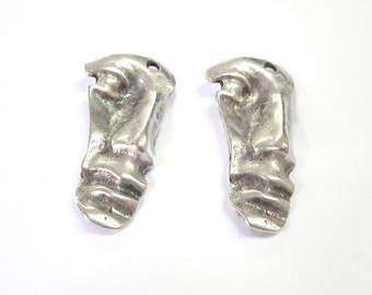 2 pieces Face mask charms Antique silver plated charms 40x20mm HNF226