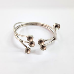 Wire bracelet blank, cuff blank bezel, cabochon mountings, adjustable bracelet, 7mm blank, Silver plated brass HNF50