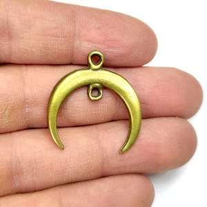 2 Crescent Moon connector charms Antique bronze plated charms 29x27mm HNF1067