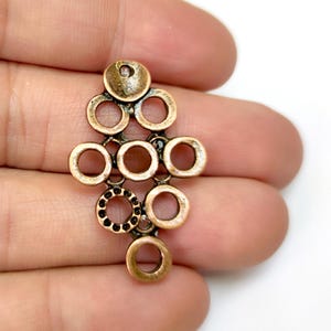 4 Circles charms Antique copper plated charms 38x24mm HNF1256