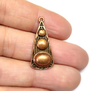 2 Boho triangle charms Antique copper plated charms 32x14mm HNF1179