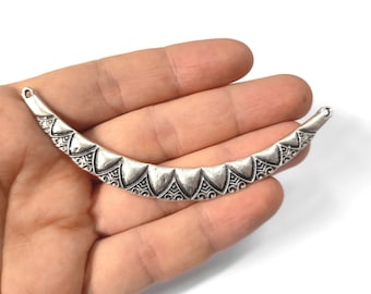 Ethnic pendant middle connector Antique silver plated pendant 93mm HNF556