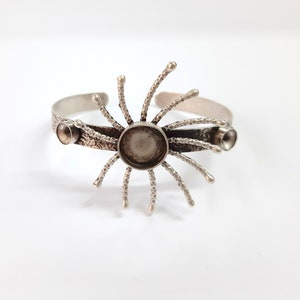 Sun bracelet blank, cuff blank bezel, cabochon mountings, adjustable bracelet, 14mm+8mm blank, Silver plated brass HNF48