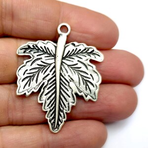 Leaf charms Antique silver plated pendant 44x34mm HNF1293
