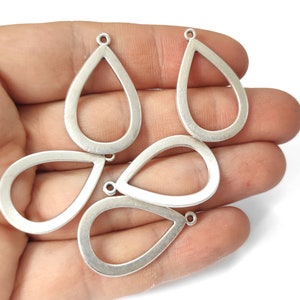 5 Drop silver charms Antique silver plated charms 31x20mm HNF728