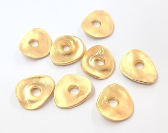 10 pieces disc middle hole beads findings Gold plated spacer findings 14x12mm HNF214