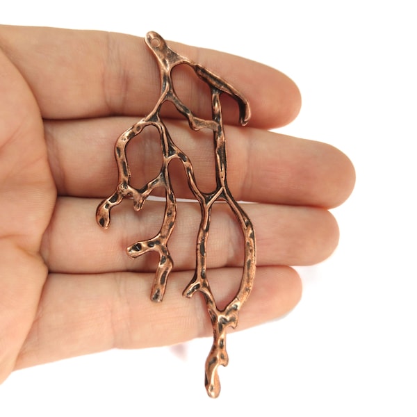 Coral branch charms pendant Antique copper plated pendant 84mm HNF900