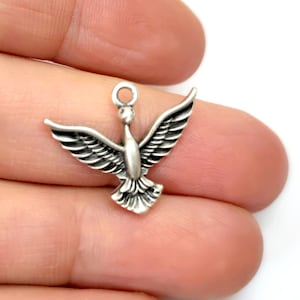 5 Bird charms Antique silver plated charms 23x20mm HNF1245