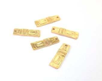 5 pieces gold charms Gold plated charms 23x7mm HNF238