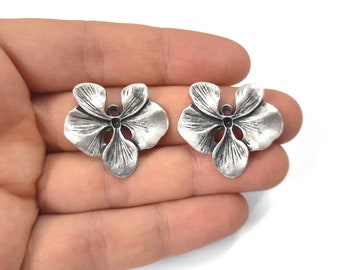 2 Charms floreali Ciondoli placcati in argento antico 29x26mm HNF581
