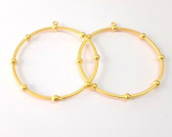 2Pcs Gold plated circle charms, 56x51mm Gold plated brass charms HNF767