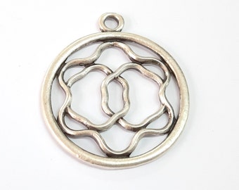 2 Stücke Silber vergoldet Runde Charms, 40x34mm Antik silber vergoldet Charms HNF30