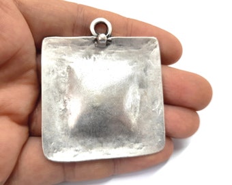 Square pendant 55x48mm Antique silver plated pendant HNF403