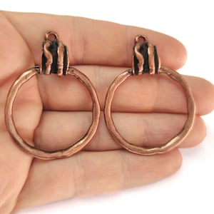 Antique Copper Round Charms, Antique Copper Plated (36x32mm
