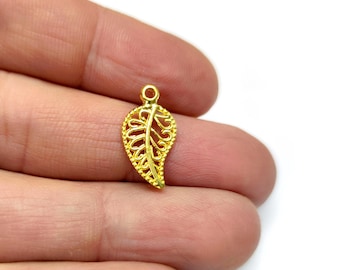 Charms de filigrana de 5 hojas Charms chapados en oro brillante 20 x 10 mm HNF1078