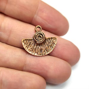4 Boho charms, Antique copper plated charms 23x19mm HNF1030