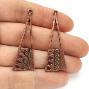 2 Ethnic charms Antique copper plated charms 46x16mm HNF932