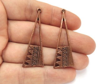 2 Ethnic charms Antique copper plated charms 46x16mm HNF932