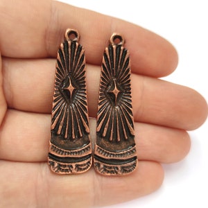 2 Ethnic charms Antique copper plated charms 48x15mm HNF931