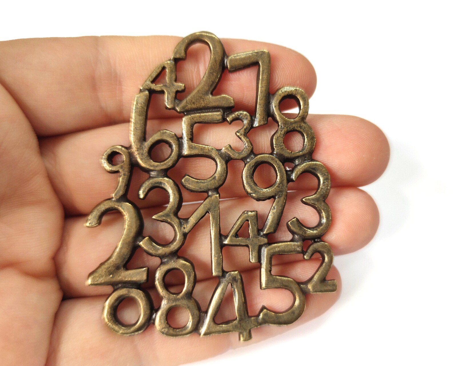 Numbers Charms Pendant Antique Bronze Plated Pendant 66x51mm Etsy