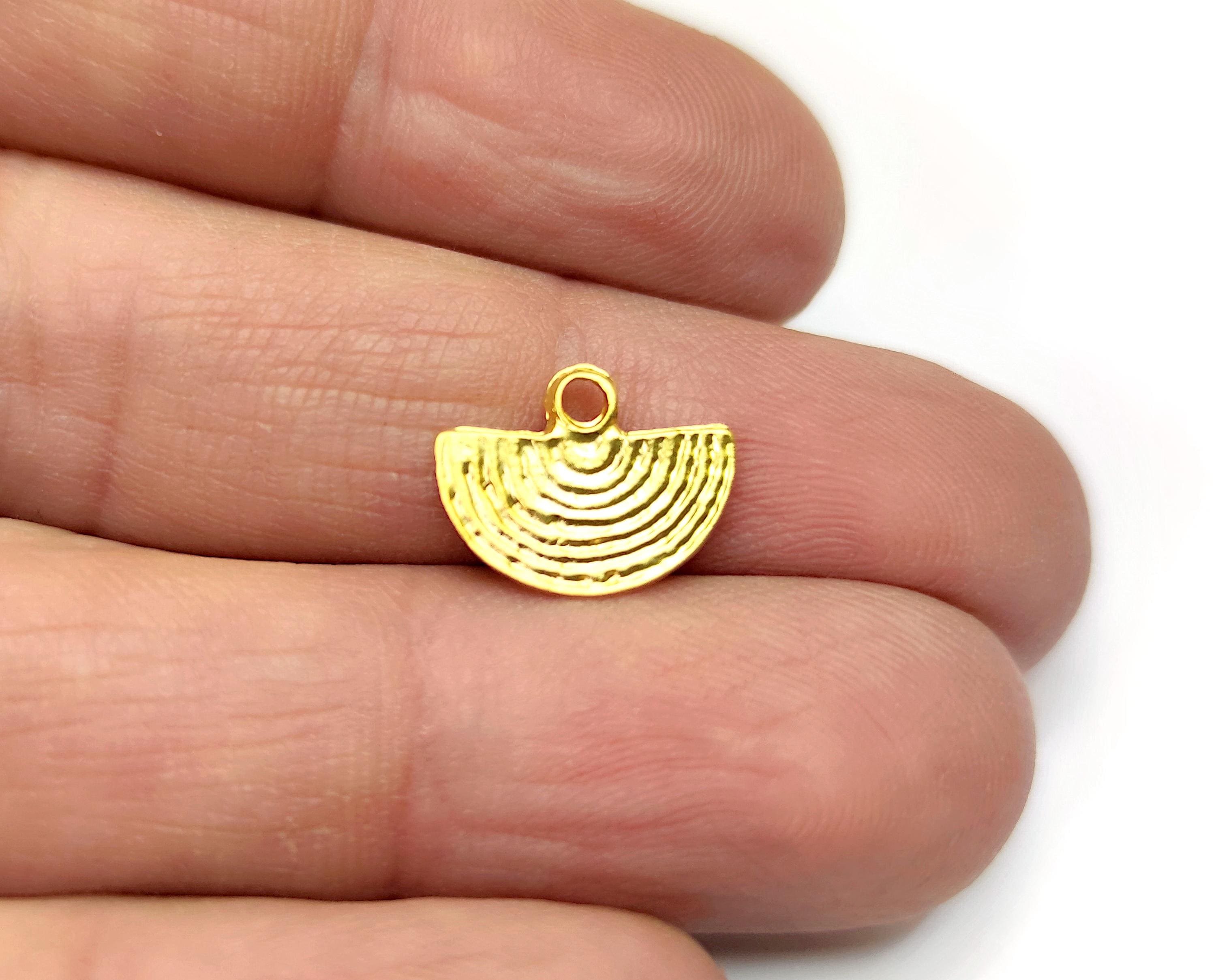 10 Small Semi Circle Charms Gold Plated Charms 14x11mm HNF1087 - Main Image