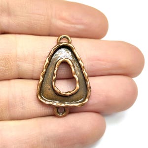2 Boho, Charms blank bezel-kopplingshänge Antik kopparpläterad hänge 35 x 22 mm HNF1140
